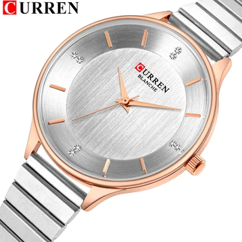 

2019 Hot CURREN Female Clock Silver Quartz Womens Watches With Stainless Steel Strap Fashion Ladies Wrist Watch bayan kol saati