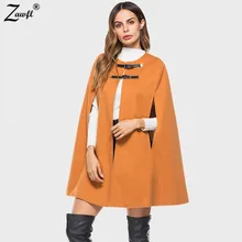 ZAWFL кожа Пряжка плащ пончо для женщин пальто новая мода круглый средства ухода за кожей Шеи шерстяное Женский осен