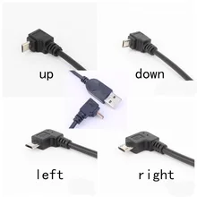 USB Micro elbow 90 degrees turn USB2.0A public straight head Android mobile flat data charging extension line