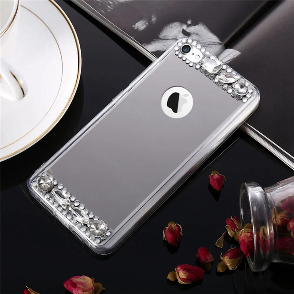 KISSCASE-Phone-Case-For-iPhone-5-5S-SE-6-X-10-Shells-Acrylic-Mirror-Jewelled-Soft(4)