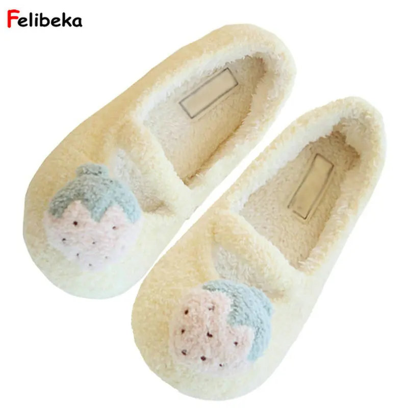 

FELIBEKA vrouw Woman Shoes Autumn/winter Cartoon Fruit Style Indoor Home&House Warm Slippers Women Rubber Non-slip Flip Flops