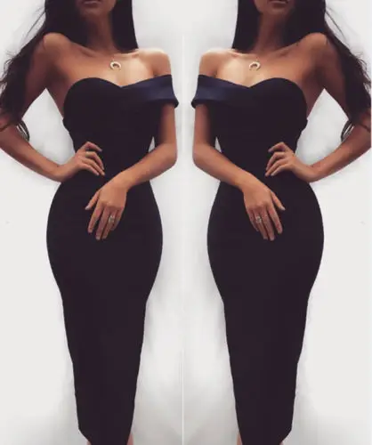 

2019 Women Sheath Dress One Shoulder Design Evening Party Charming Short Midi Dress New