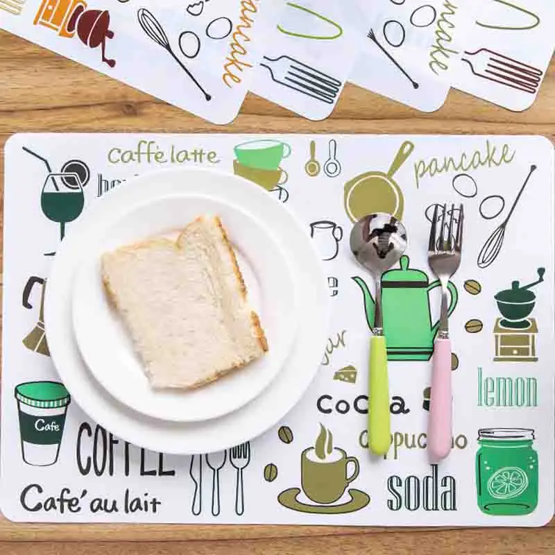 4/6/8 قطع أربعة ألوان البلاستيك طاولة الطعام المفارش الكرتون وسادة الإبداعية للماء مقاومة للحرارة وعاء وعاء منصات