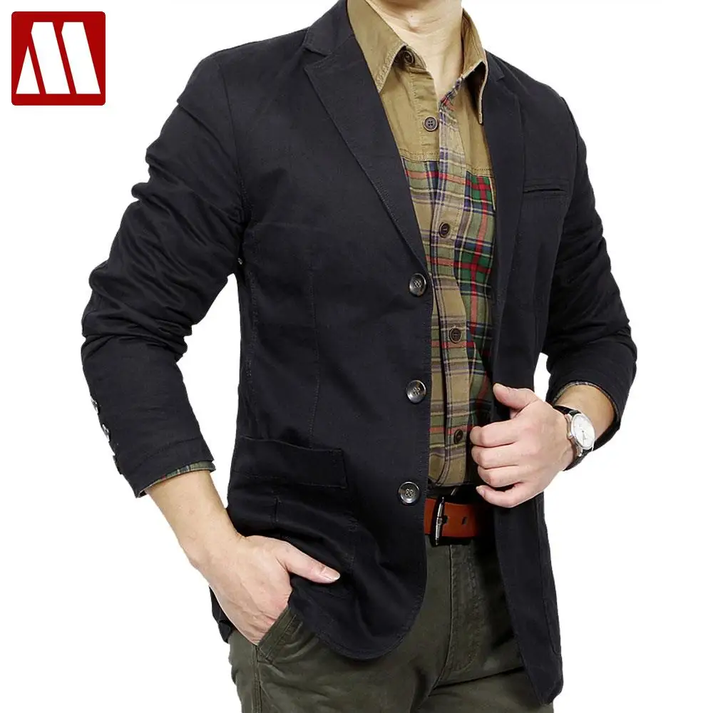 High quality S 4XL Men's Jacket casual brand 100 pure cotton khaki