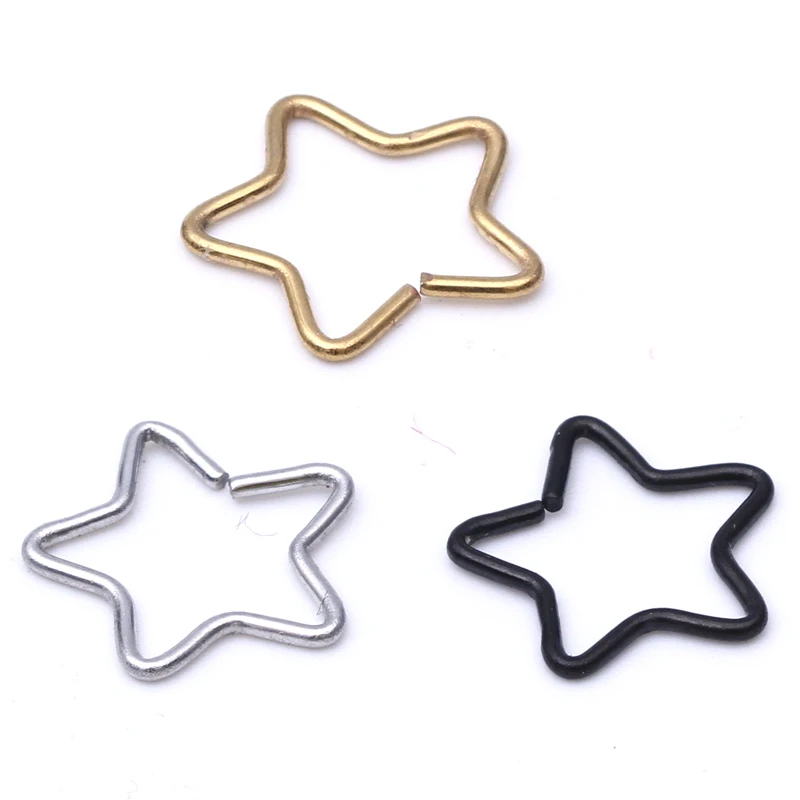 

1PCS 18G 5 Star Shape Earring Nose Ring Tragus Piercing Nipple Labret Anodized Seamless Endless Tragus Cartilage Hoop Ring