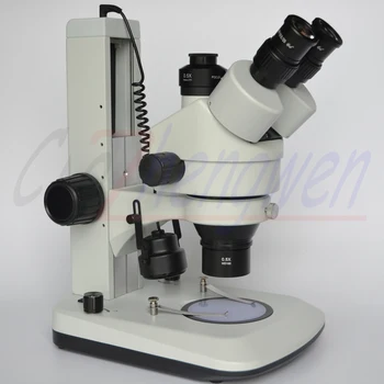 

Free Shipping Track Stand Stere Microscope- 3.5X-45X Simul Focal Trinocular Microscope with Dual LED Lights