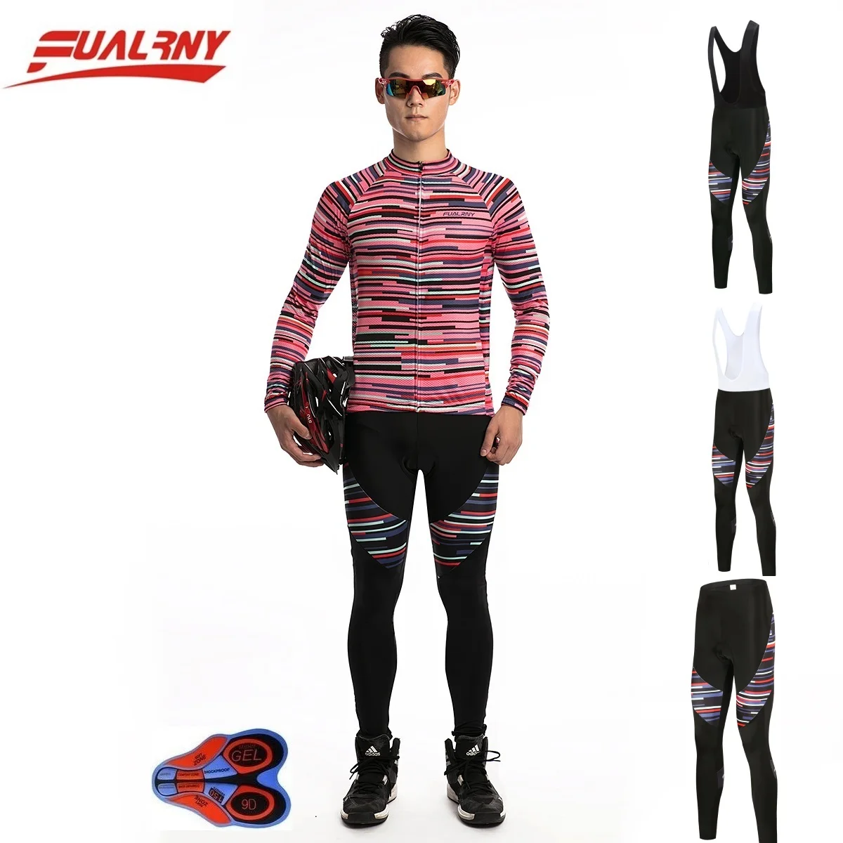 

2018 Team FUALRNY Red stripe Long sleeve Ropa Ciclismo Cycling Jersey sets/Autumn Mountian Bicycle Clothing Bike Clothes For Man