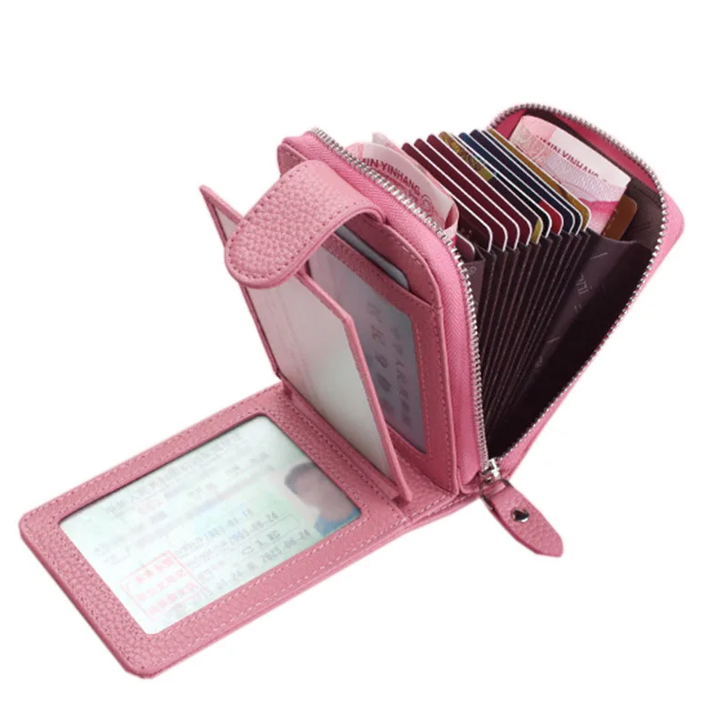 

BERAGHINI Genuine Leather Wallet Men Women Credit Card Holder Wallets Purse Zipper Case Card Bag Purse Card Holders