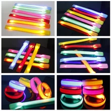 500pcs lot Nylon Glowing Bracelet LED lights Flash Bracelets Wrist Ring Warnings Running Glowing Armband Free