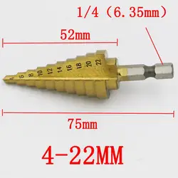 1 предмет Новый шестигранной Титан шаг конус отверстия сверлом резак 4-22 мм HSS 4241 для лист VEP35 P0.11