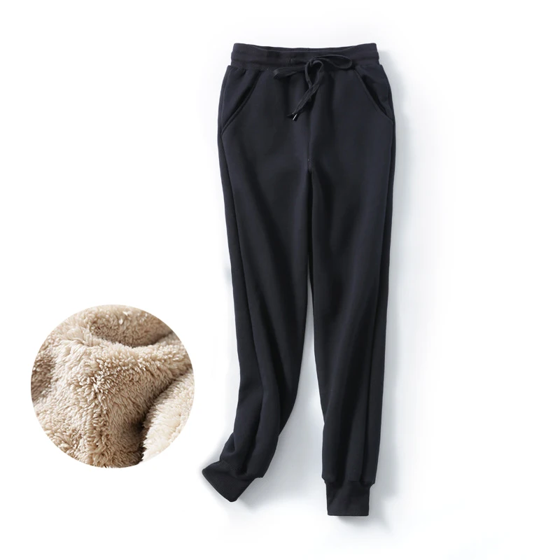 

2018 winter new lamb plus size 4xl sweat pants plus velvet padded feet pants lamb wool casual pants female trousers clothes