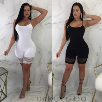 

Rompers 2018 New Brand Solid Women Spaghetti Strap Lace Jumpsuit Casual Sleeveless Bodycon Romper