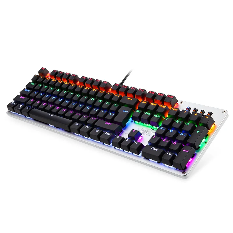 Оригинальные красочные 104 клавиш светодиодные игровые механические клавиатуры компьютера светящиеся металлические Проводные клавиатуры