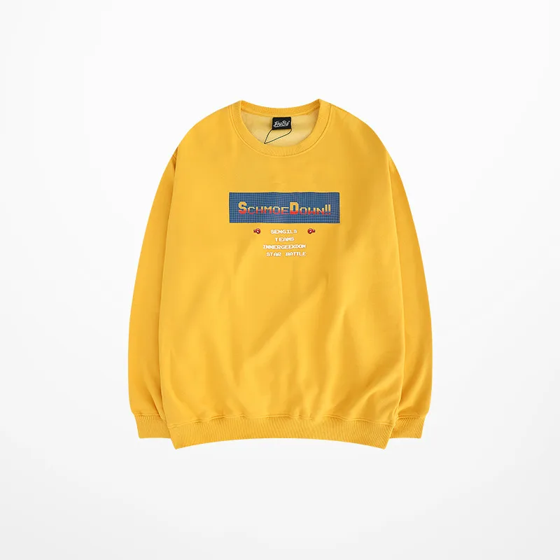 Schome Down Print Yellow Color Sweatshirt Men Street Wear High Street Harajuku GD BTS Hoodies Mens Justin Bieber Hoodie Kpop