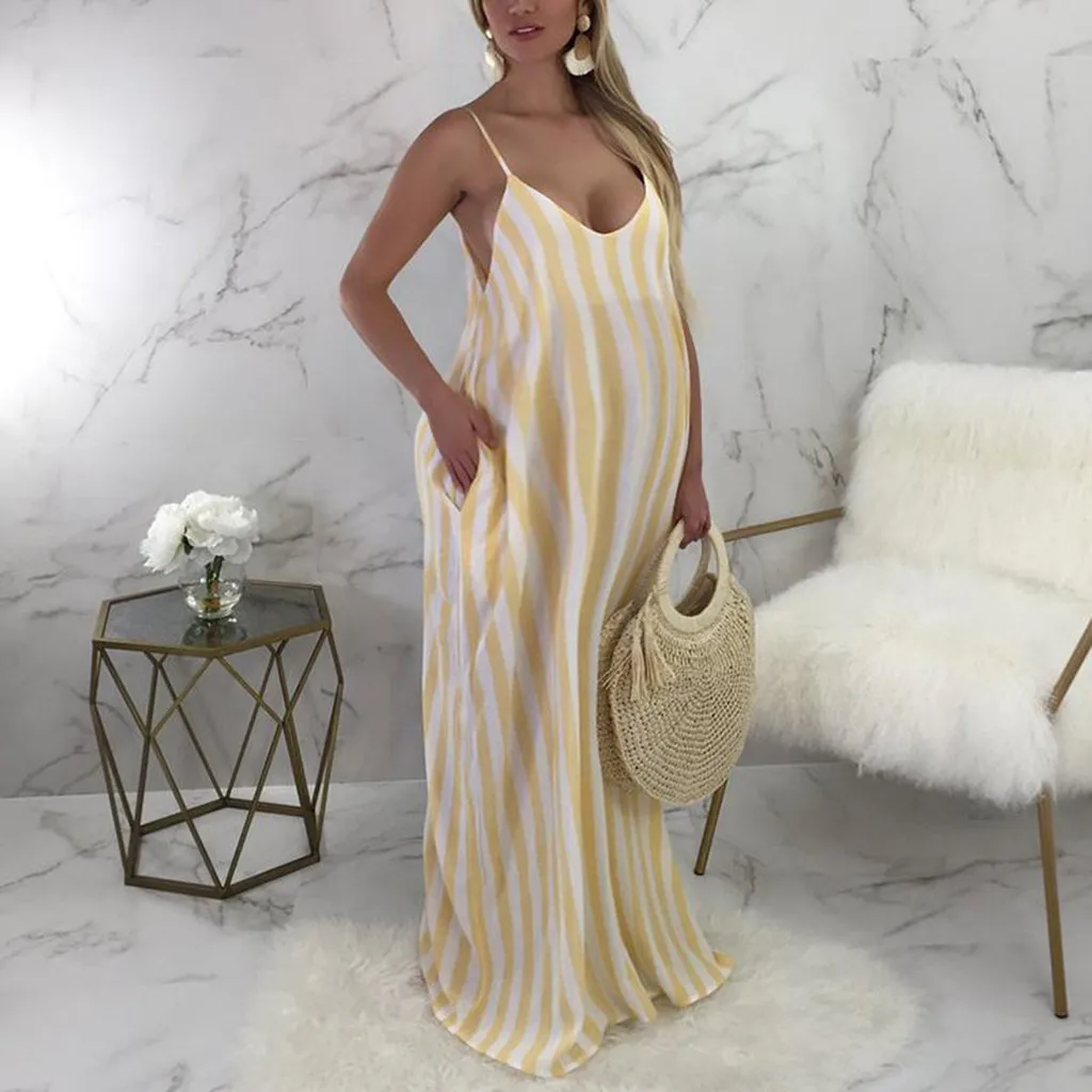 

Fashion's clothes for pregnant women Summer Maternity Sleeveless Suspender Striped Sexy Long Dress Womens Clothing ropa mujer