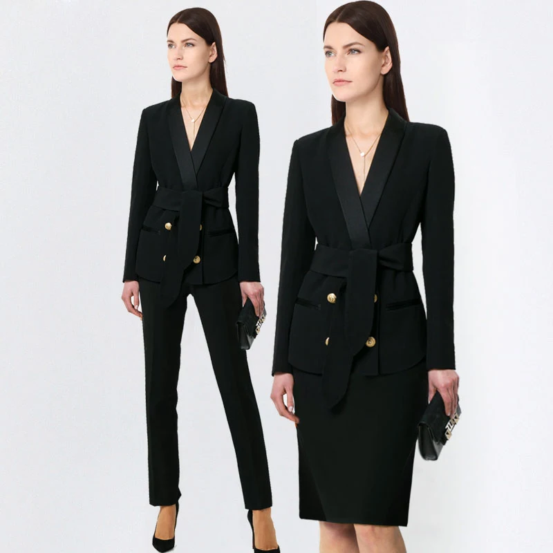 new fashion women business Pant Suits formal office work plus size Slim long-sleeve blazer and pants trousers set new fashion women business Pant Suits formal office work plus size Slim long-sleeve blazer and pants trousers set