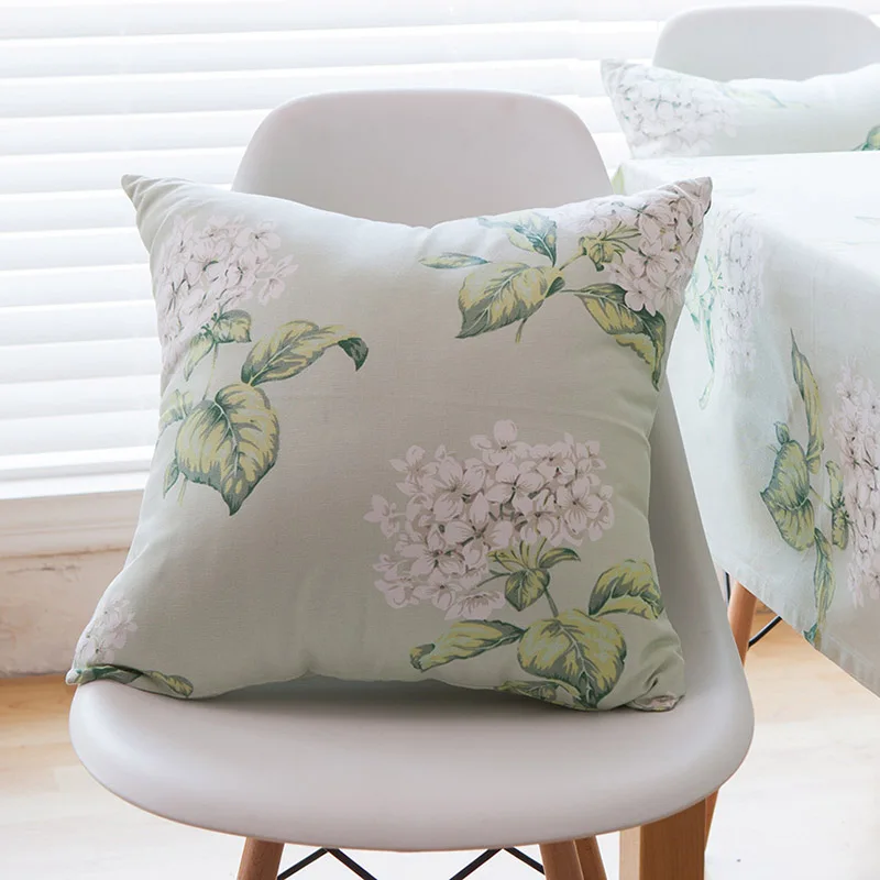 

Pastoral Style Green Cushion Covers Cotton Fabric Living Room Sofa Pillow Cover 45*45cm 60*60cm Housse De Coussin