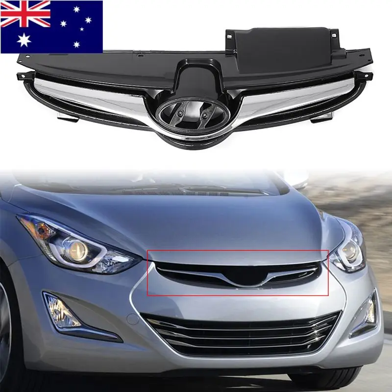 

Chrome ABS Plastic Front Bumper Front Grill Center Grille Shiny For Hyundai Elantra 2014 2015 2016 863503Y500 1Pcs Car Styling