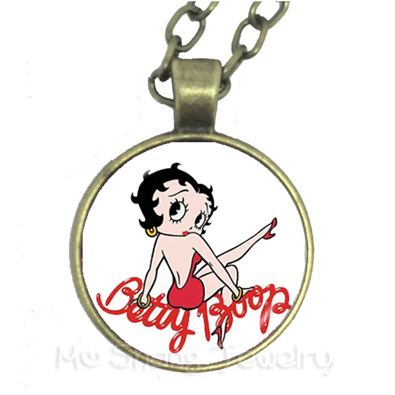 1 шт. 25 мм круглый стеклянный кабошон ручной работы Betty Boop Ожерелье для друзей стеклянный кулон ювелирные изделия для женщин девочек лучший подарок