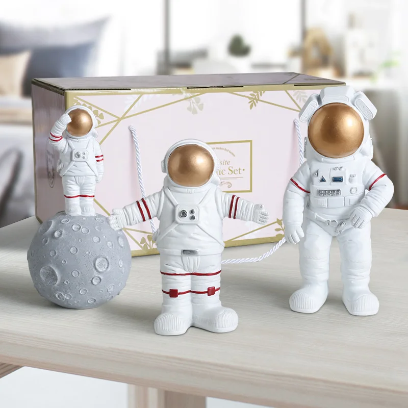 Творческий прекрасный современный астронавт миниатюрная Статуэтка из смолы ремесло домашний сад мода Настольный предметы мебели Свадебный декор - Цвет: 3pcs