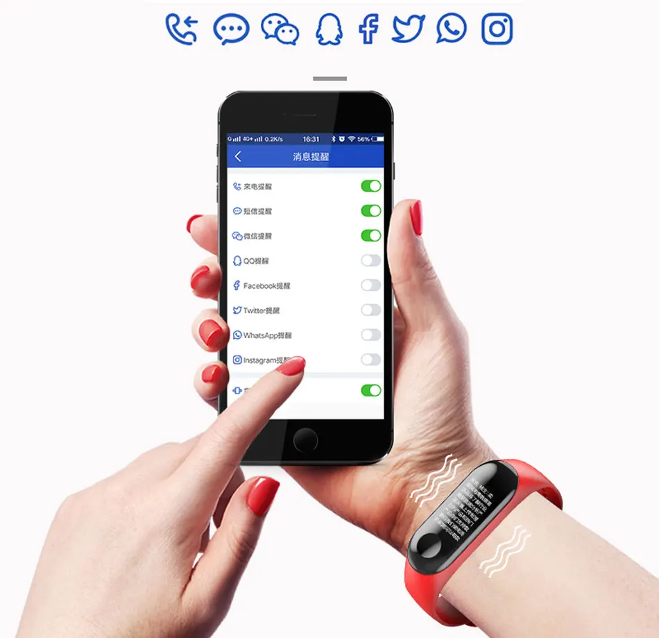 SALFRESA M3 Sport Smart Bracelet Message Push IPS HD Color Screen USB Charge Smart Band PK Xiaomi Mi Band3 Fitness Tracker Watch-13