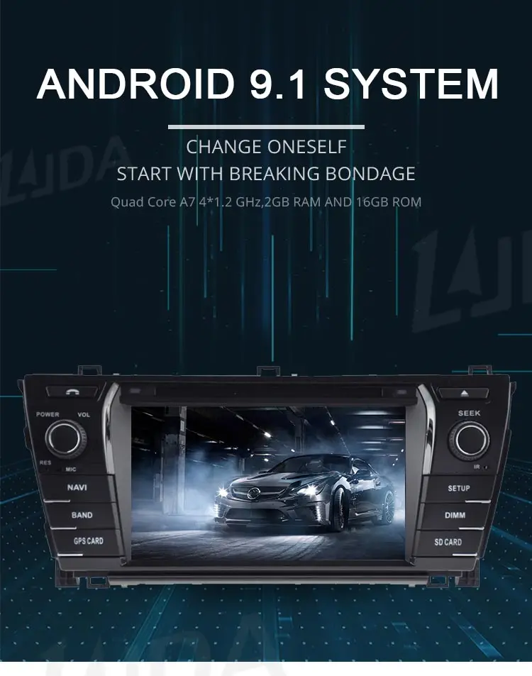 Flash Deal LJDA 2 Din Android 9.1 Car DVD Player For Toyota Corolla 2014 Wifi GPS Radio 2G+16G Quad Cores Multimedia Stereo Mirror Link RDS 1