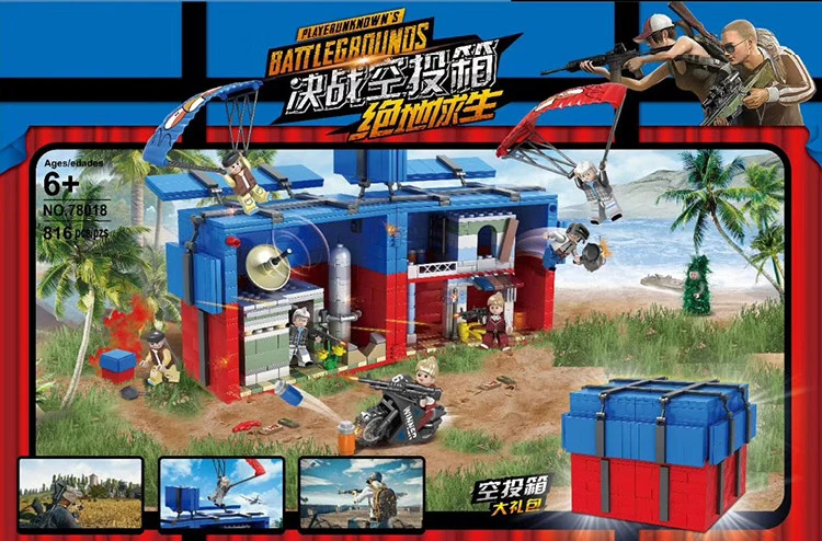 

military game PUBG moc Airdrop Box Command centre batisbricks building block army figures weapon gun bricks toys for boys gifts