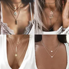 Seblasy панк ключицы цепи крест птица сглаза Бесконечность колье из искусственного жемчуга ожерелья подвески для женщин Многослойные ювелирные изделия