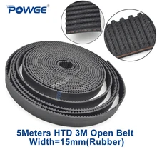 POWGE Arc HTD 3M courroie de synchronisation ouverte | 3M-15mm largeur 15mm longueur 5000mm en caoutchouc en fiber de verre HTD3M poulie de la courroie de synchronisation ouverte 5 mètres