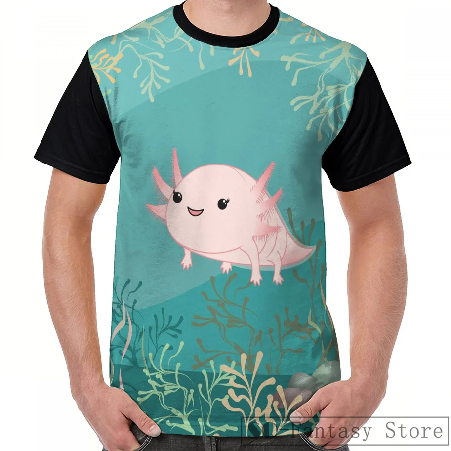 

Fashion Casual print men t shirt women tops tee Axolotl baby kawaii Graphic T-Shirt men summer Short Sleeve cute tshirts