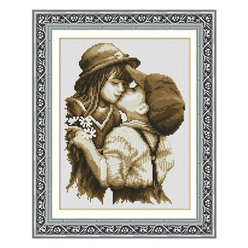 

Needlework Crafts Full Embroidery DIY Counted Cross Stitch Kit First Kiss 40 x 32cm