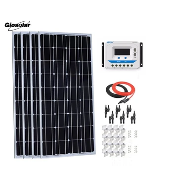 

400W 12V Monocrystalline Solar Panel Kit w/ 45A LCD PWM EP Solar Charge Controller White +Red/Black Cable+Y Connector+Z Brackets