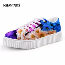 INSTANTARTS/Модная женская обувь на низкой платформе; женская обувь с цветочным принтом, визуально увеличивающая рост; Повседневная дышащая обувь на плоской подошве