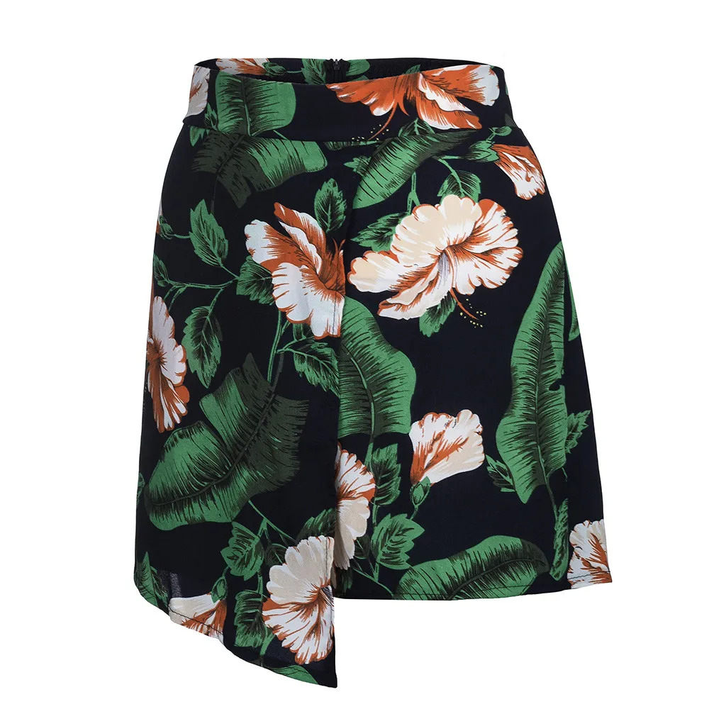 Женские шорты свободного кроя размера плюс, женские летние шорты с цветочным принтом, пляжные спортивные шорты с высокой талией, Pantalones Cortos Mujer# N