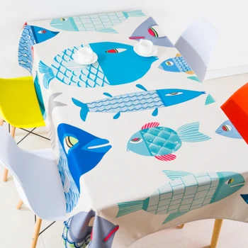 

Modern Japan style coffee table cloth linen tablecloths cover towels thick rectangular antependium decoration cartoon fish