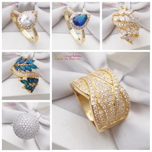 Yunkingdom 6 Styles Gorgeous Full Cubic Zirconia Crystals Rings for Women Silver/Gold Color Fashion Jewelry Wedding Rings china factory unique styles prong settings cubic zirconia gold color cheap pure titanium fashion jewelry rings for wedding