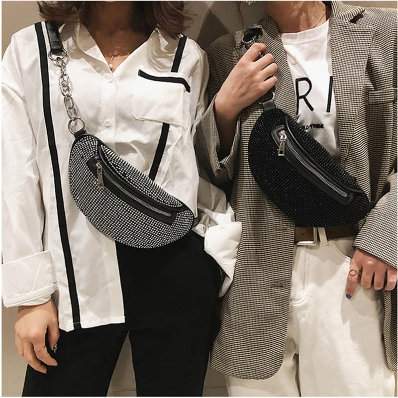 

New women Pack Chest Bag For Girl Fashion Diamond Shoulder Bag Travel Crossbody Oblique Straddle Pack Zip Messenger Bags 030290
