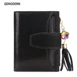 GENODERN RFID кошелек для женщин пояса из натуральной кожи одежда высшего качества Женский кошелек сумочка маленький кошелек на молнии