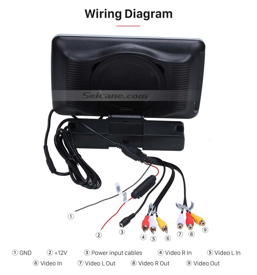 Seicane Brand new 10.1" HD 1024 * 600 high definition headrest MP5 Player Free Tilt Multilingual IR Transmitter FM Transmitter Game Function SD USB ï&frac14;1 pairï&frac14;