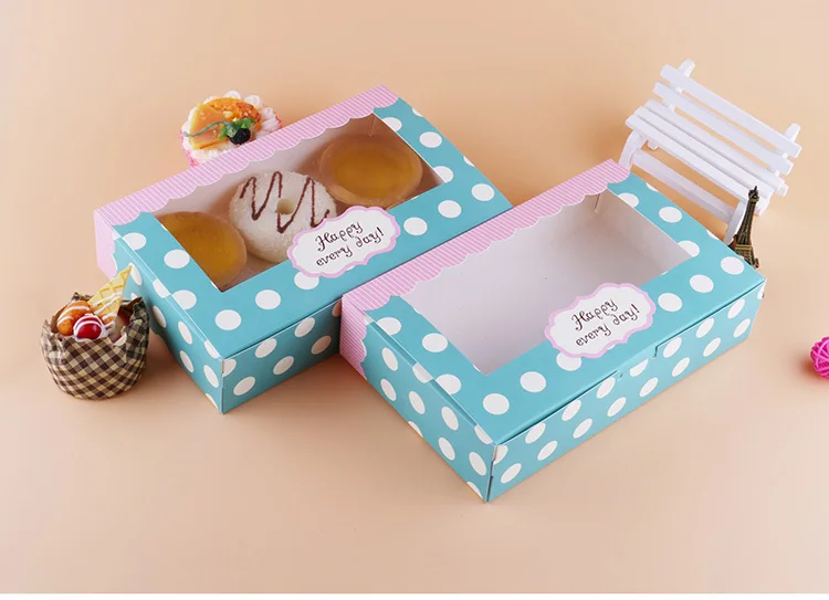 12 pcs gift box packaging wedding favor paper cake box cookie candy handmade cupcake birthday party present box with window dots