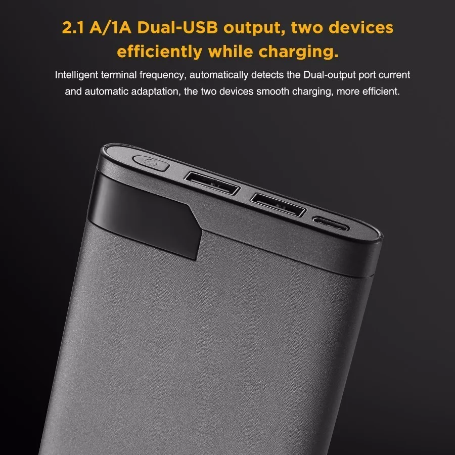  10000 mah Power Bank Easyacc Portable Ultra-thin Polymer LCD Dual Output Type-C Ports Powerbank bat