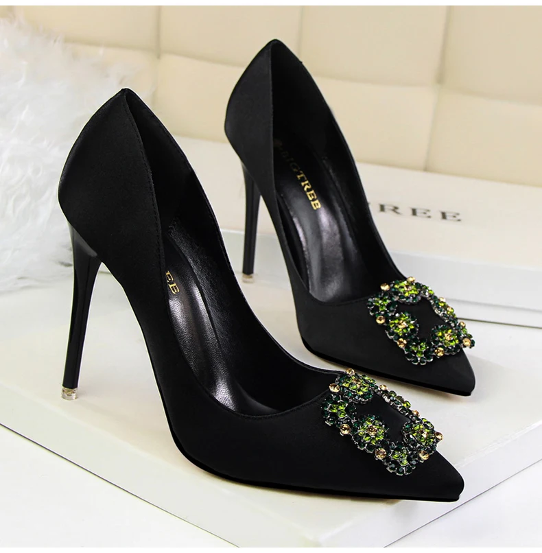 Women's Pumps Shoe Office Lady Slip-On Red Women Shoes Hgh Heel Sandals Crystal Luxury Brand Shoes Women 2018 High Heels Party   (10)