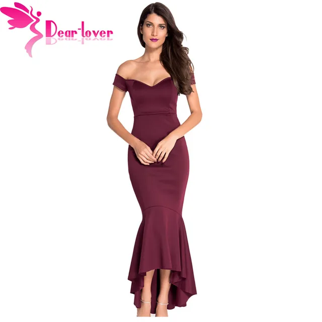 Dear-Lover Vestidos De Festa party night club dresses Navy Off-shoulder Mermaid Jersey Dress Formal Gowns roupa feminina LC60171