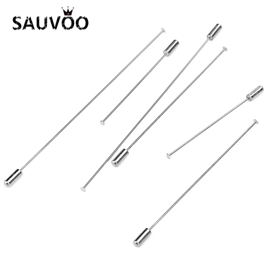 

SAUVOO 10Pcs 6/9/12cm Long Brooch Pins Safety Pin With Stopper Ends Rhodium Color Copper DIY Brooch Pins Base Jewelry Making