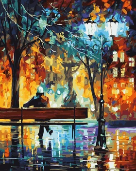 

Landscape Painting by Number DIY Oil Paint Canvas Art Lovers Abstract Painting Waiting for the rain Oil Painting Home Decor