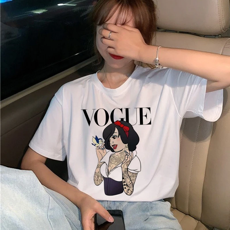 Vogue Harajuku Ullzang Футболка женская забавная мультяшная принцесса футболка 90s графическая Эстетическая Футболка Модные кавайные футболки женские