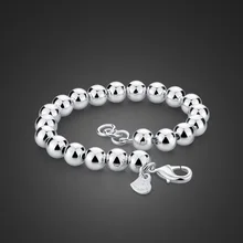 Модный простой браслет из серебра 925 пробы, цельный дизайн, серебряные ювелирные бусинки, подарок для женщин/мужчин, серебряный браслет 6 мм/8 мм/10 мм
