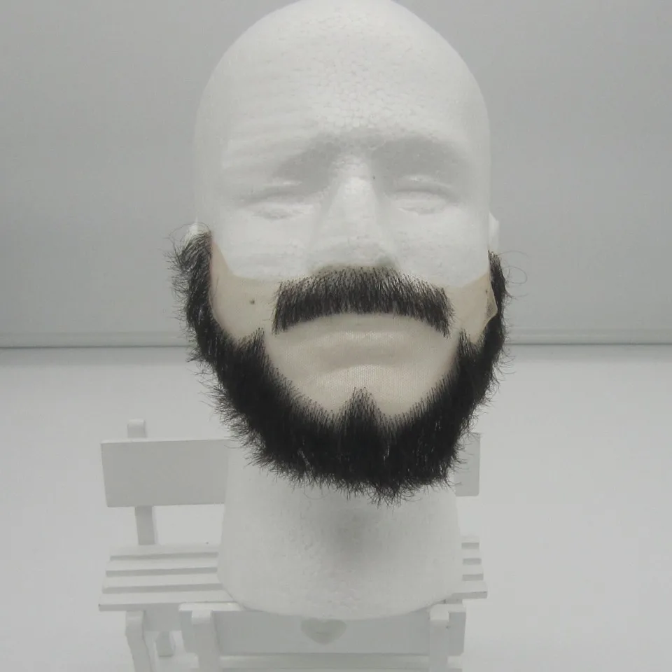 Us 129 0 2018 Hot Selling Human Hair Lace Beard Natural Black Celebrity Moustache And Full Beard Whiskers Hand Tied Fake Facial Hair In Makeup Sets
