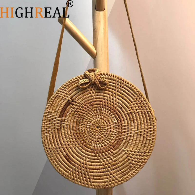 HIGHREAL Straw Bags Circle Rattan Bag Beach Bag Women Small Bohemian Bali Handbag Summer Handmade Crossbody leather shoulder HIGHREAL Straw Bags Circle Rattan Bag Beach Bag Women Small Bohemian Bali Handbag Summer Handmade Crossbody leather shoulder
