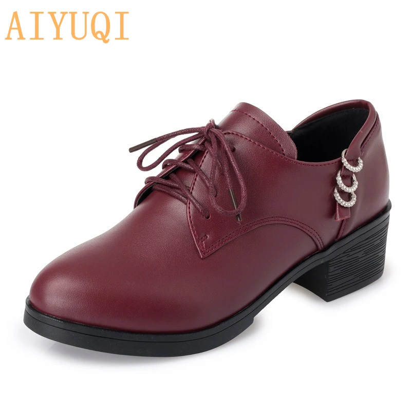 

AIYUQI 2020 autumn new genuine leather women shoes large size 41 42 43 fashion tie party shoes women elegant dress shoes women